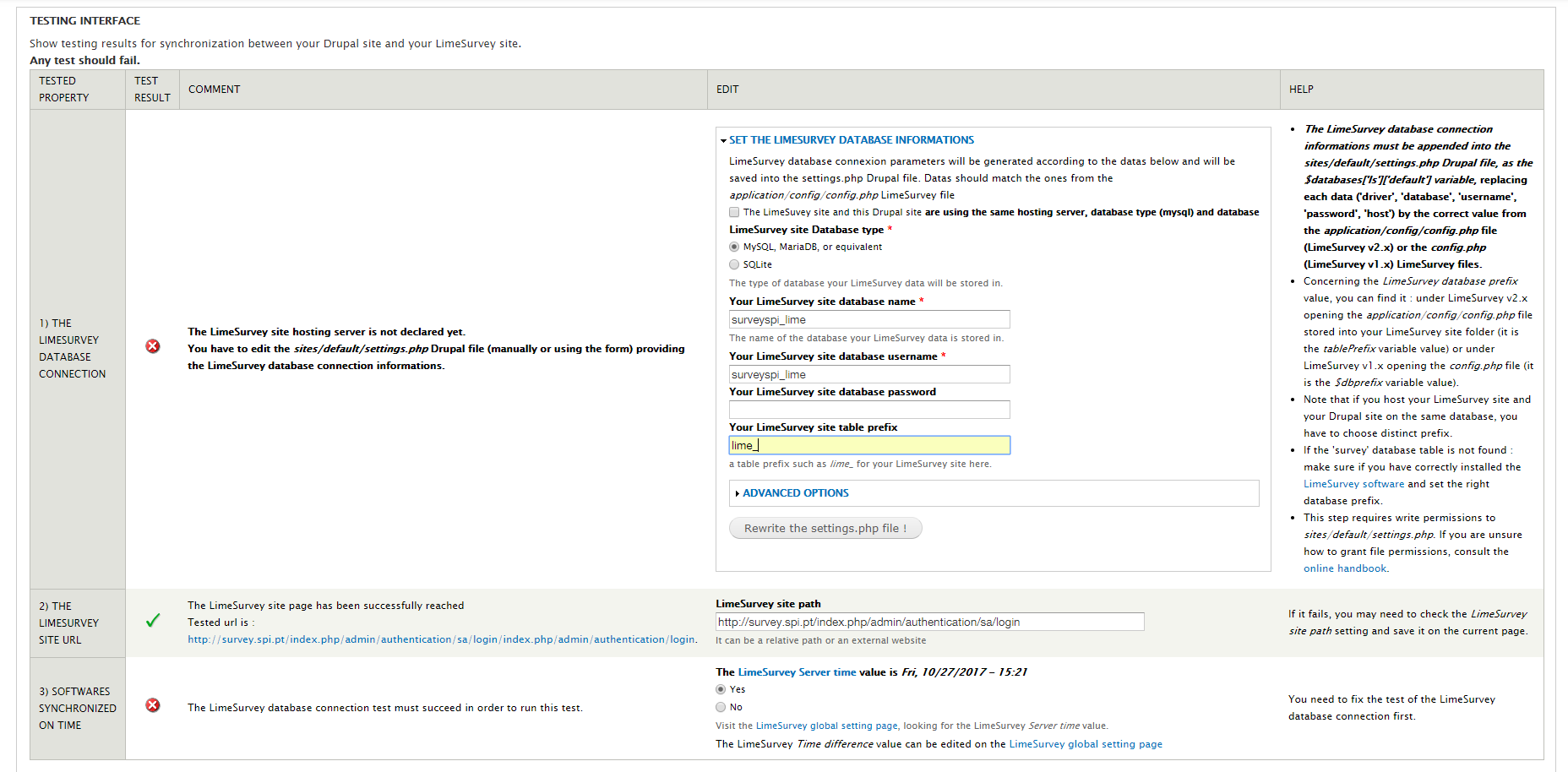 Limesurvey Synchronization with Drupal does not work - LimeSurvey forums