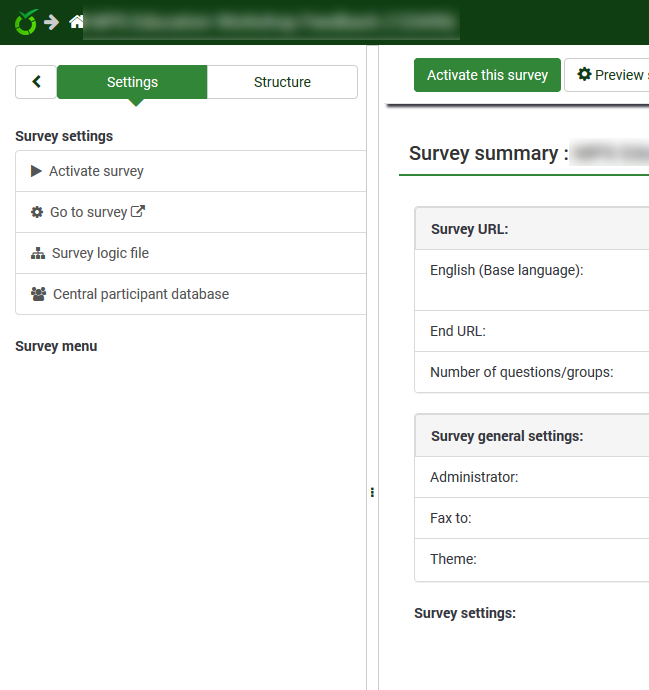 Survey menu is empty -- Cannot edit survey settings - LimeSurvey forums