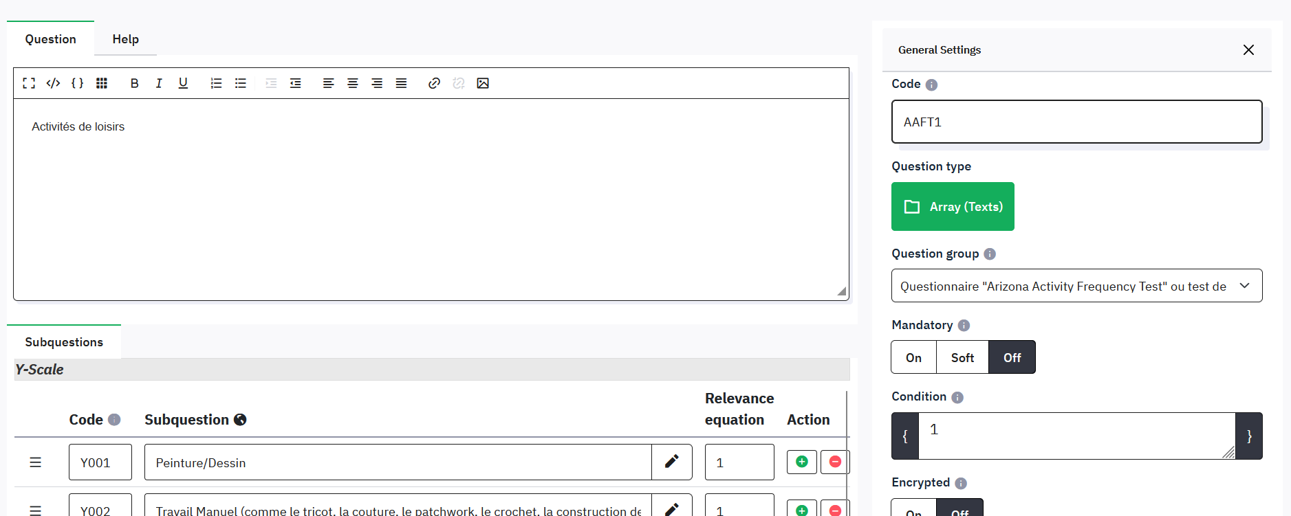 Add dropdown responses in an array of texts - LimeSurvey forums