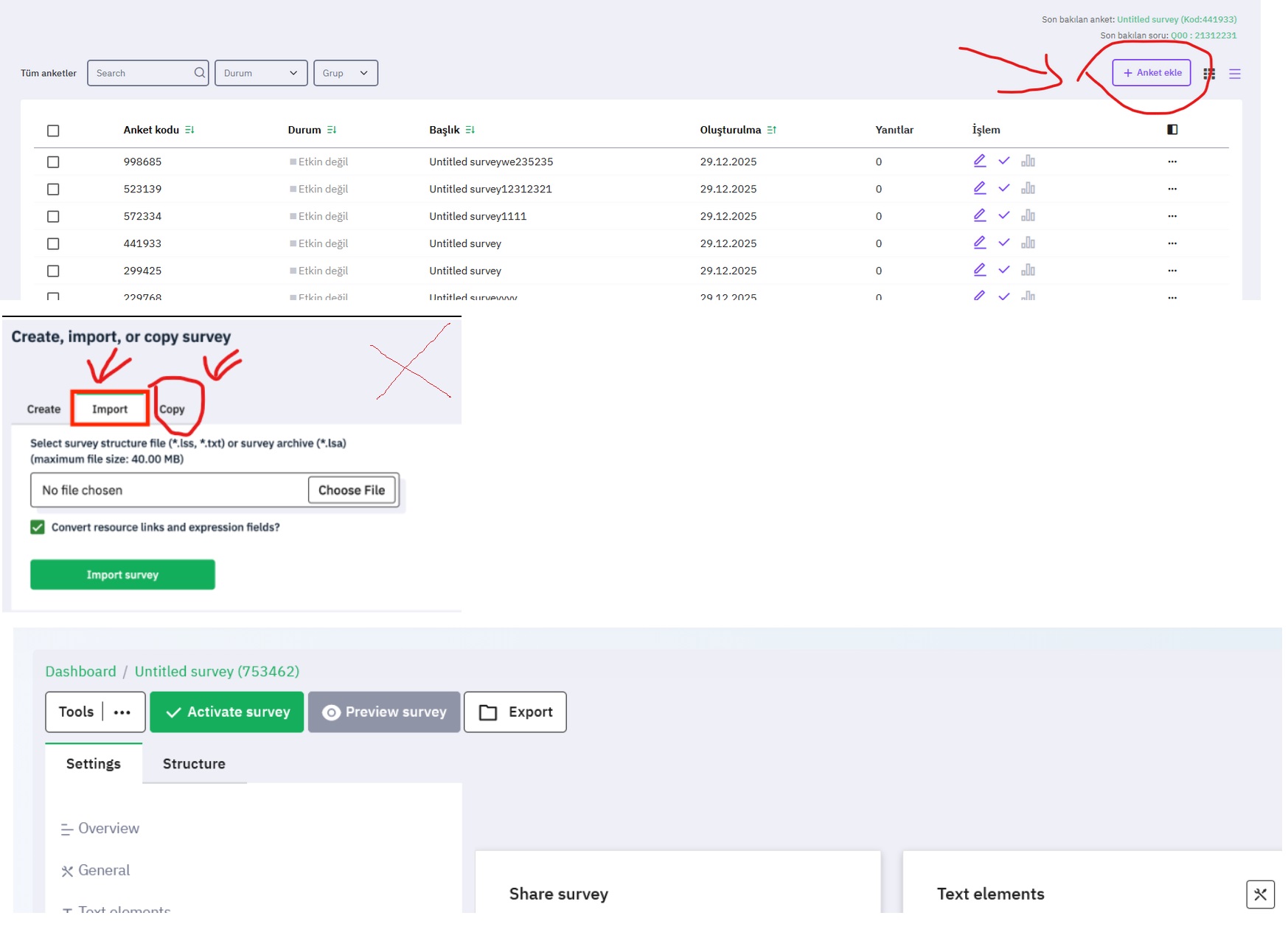 Create/Import/Copy survey page not opening - LimeSurvey forums