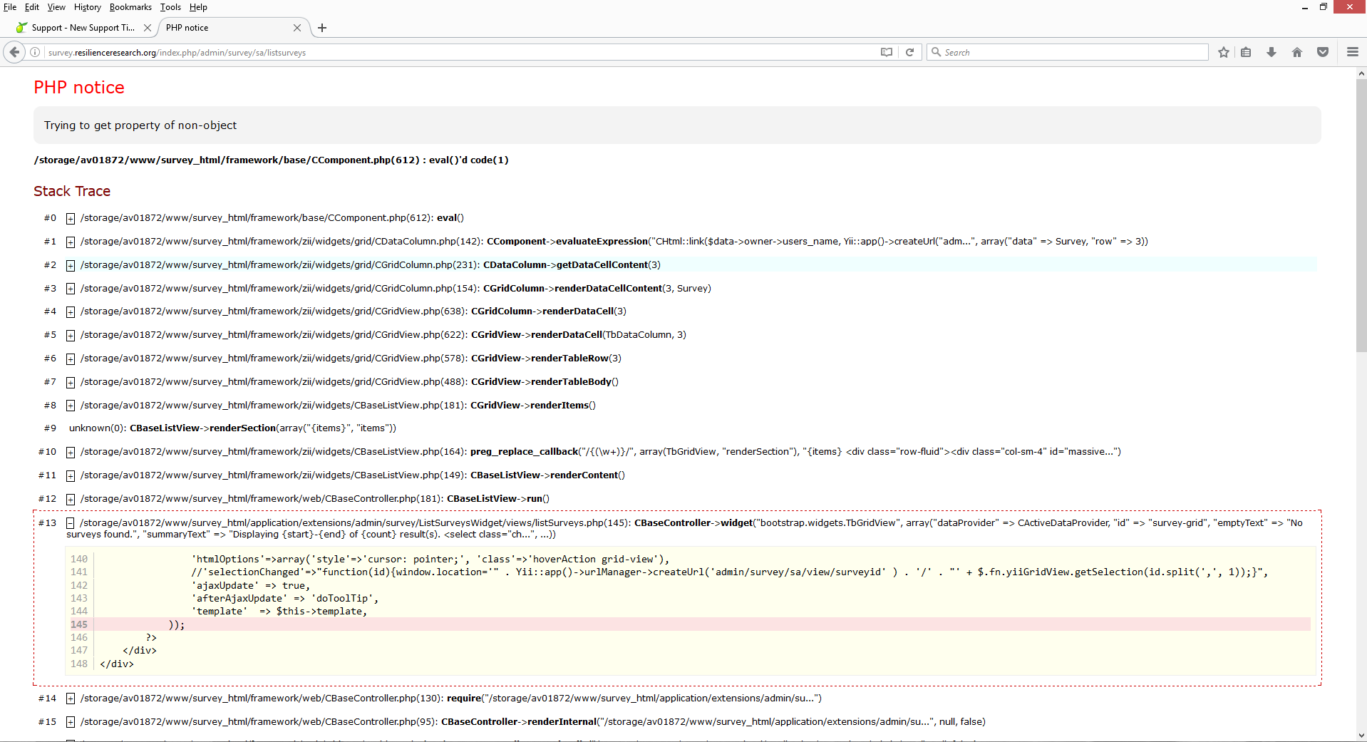PHP Error - Help? - LimeSurvey forums