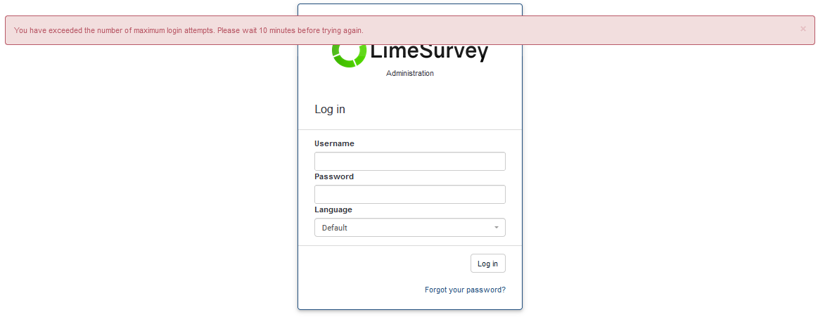 Exceeded Maximum Login Attempts LimeSurvey Forums