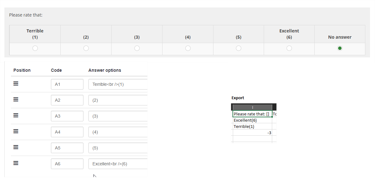 Export numeric values instead of text using an array LimeSurvey