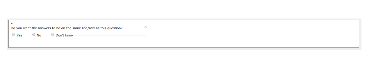 question and question answers on same line row for List radio q